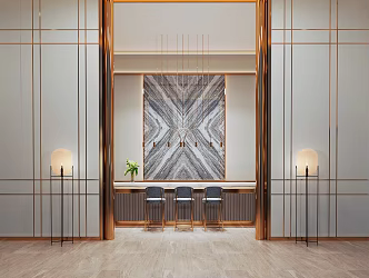 Modern Front Desk Reception Desk 3d model