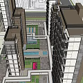 Modern High Rise Residential Area With Courtyard Green Space And Urban Landscape Design
