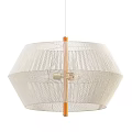 Modern White Woven Chandelier With Golden Rod And Dome Shade