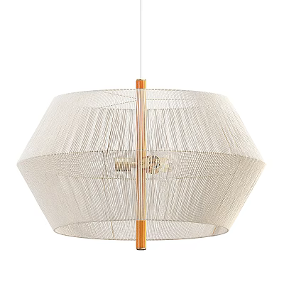 Modern White Woven Chandelier With Golden Rod And Dome Shade 3d model