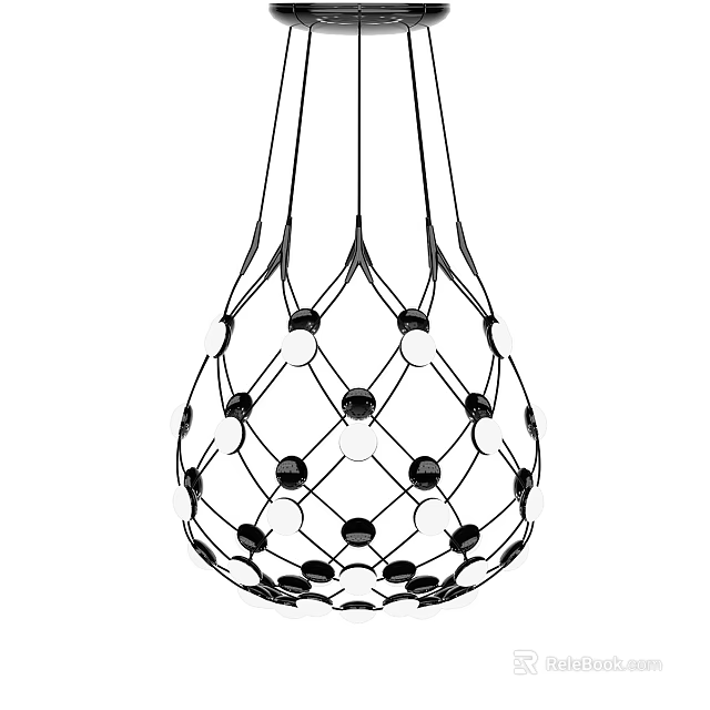 Unique Shaped Pendant Light With Modern Geometric Mesh Structure Design 3d model 
