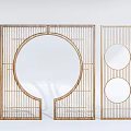 Elegant Modern Metal Room Dividers With Gold Frames And Circular Patterns 3d model
