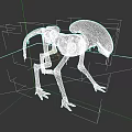 Gory Alien Skeleton With Long Limbs And Blood On Tile Floor