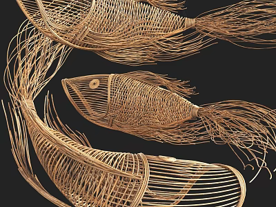 Fish Shaped Woven Ornaments For Decoration 3d model
