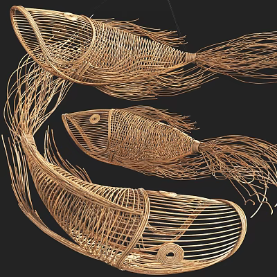 Fish Shaped Woven Ornaments For Decoration 3d model