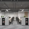 Modern Public Office Space With Open Layout Ergonomic Chairs Green Plants And Bookshelves