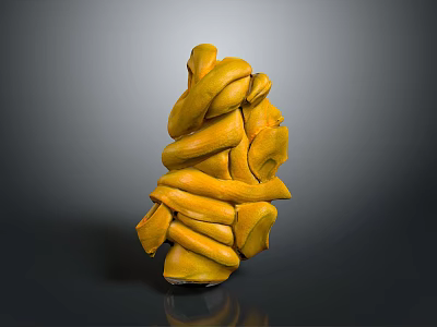 Yellow Twisted Coiled Soft Fabric Towel As Daily Decorative Household Item 3d model