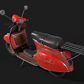 Red Vintage Scooter With Black Seat And Rearview Mirrors Design