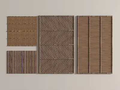 Different Textured Partition Designs With Wooden Panels And Patterned Surfaces 3d model