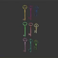 Elegant Key Shaped Jewelry Pieces In Silver And Black Designs For Collection