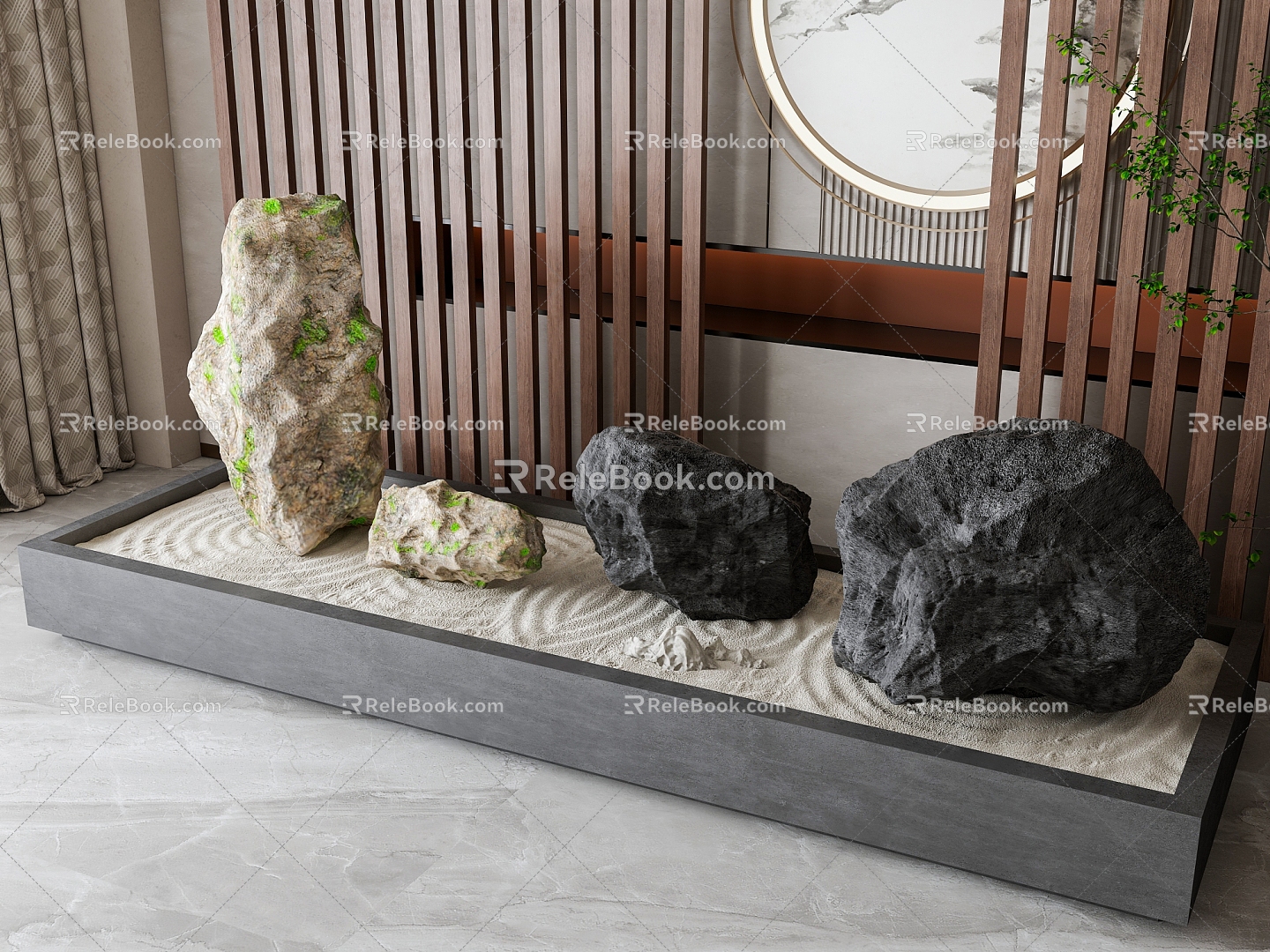 Stone rockery ornaments combination 3d model