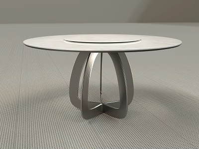 Stylish Modern Dining Table With White Round Tabletop And Unique Metal Legs 3d model