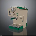 Vintage Coffee Machine with Pink Body Green Base and Classic Knobs Design