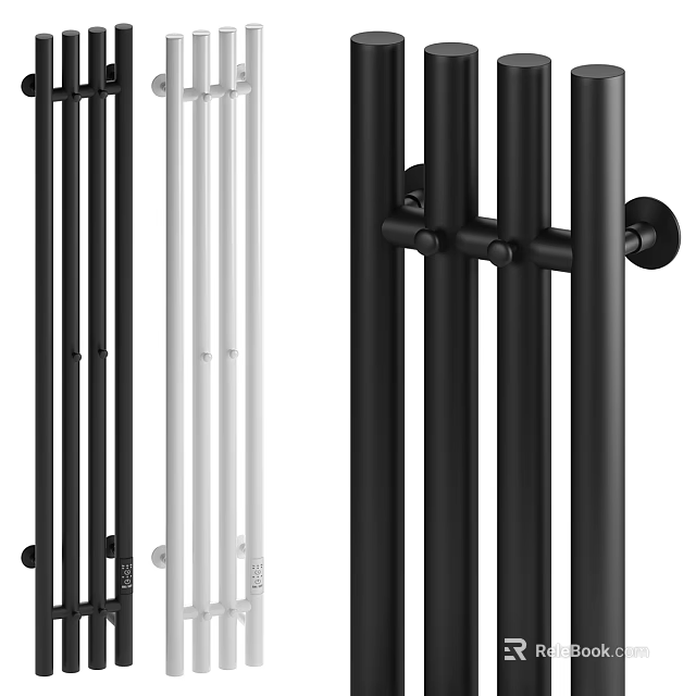 Modern Black and White Metal Door Handles for Home Interior Design Style 3d model 