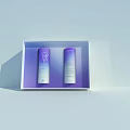 Perfume Cosmetics Gift Box Set With Gradient Purple Blue Cylindrical Bottles And White Display Packaging