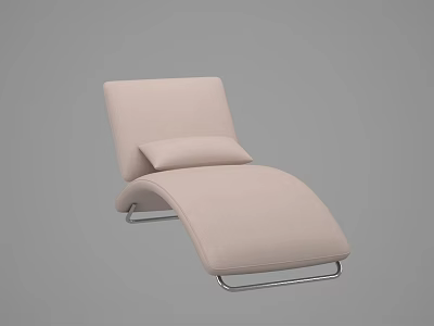 Beige Fabric Modern Minimalist Lounge Chair With Metal Frame And Cushion 3d model