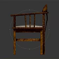 Vintage Wooden Chair And Coffee Table With Carved Patterns And Upholstered Seat