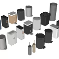 Public Facility Various Trash Bins With Different Colors And Designs For Public Use 3d model