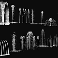 Garden Landscape Design Featuring Various Fountain Styles And Water Features