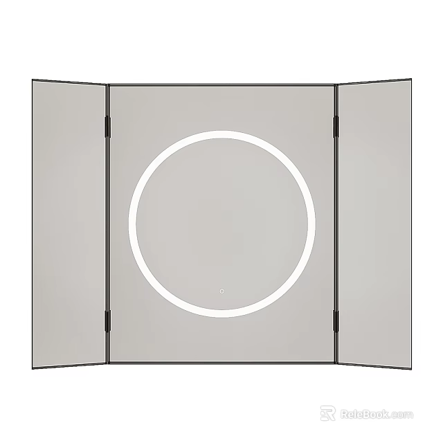 Foldable Mirror Design With Circular Center Panel And Side Panels 3d model 
