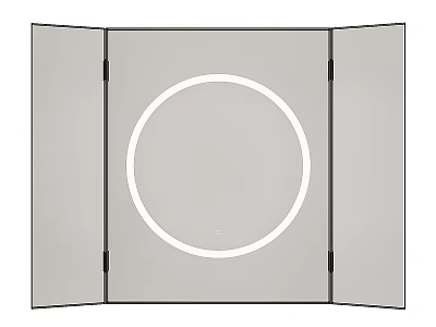 Foldable Mirror Design With Circular Center Panel And Side Panels 3d model