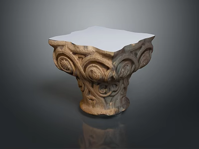 Scenic Landscape With Classical Carved Stone Pedestal And Intricate Patterns On White Top 3d model