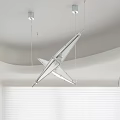 Modern Unique Geometric Chandelier Hanging From White Ceiling In Interior Space With Structural Design 3d model