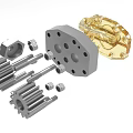 Precision Industrial Equipment with Metal Gears Shafts Mechanical Parts and Transparent Yellow Components