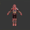 Mechanical Robot Armor With Colorful Components Helmet Arm Leg Parts Standing Pose Gray Background