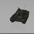 Armored Military Tank With Camouflage Paint Main Gun Barrel And Tracks