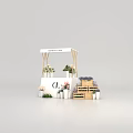 Garden Fair Decorative Display Stand With Flowers Plants And Wooden Shelves