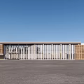 Industrial Factory Building Modern Geometric Facade With Green Lawn Trees And White Car