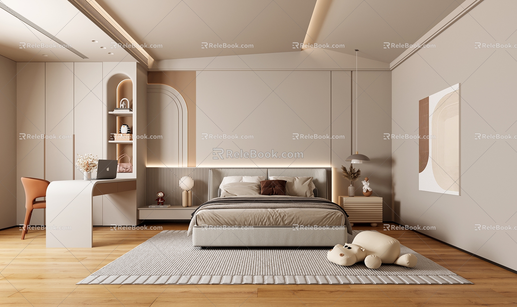 Modern Bedroom Cream Bedroom 3d model