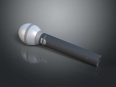 Professional Handheld Microphone With Silver Head And Black Handle For Stage Use 3d model