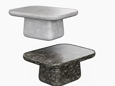 Two Modern Minimalist Bedside Tables With Textured Stone Tops Light And Dark Gray 3d model