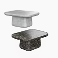 Two Modern Minimalist Bedside Tables With Textured Stone Tops Light And Dark Gray