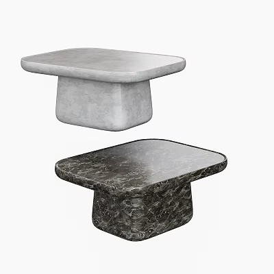 Two Modern Minimalist Bedside Tables With Textured Stone Tops Light And Dark Gray 3d model