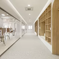 Bright Modern Elevator Hallway Interior With Wooden Shelves White Decor And Bench