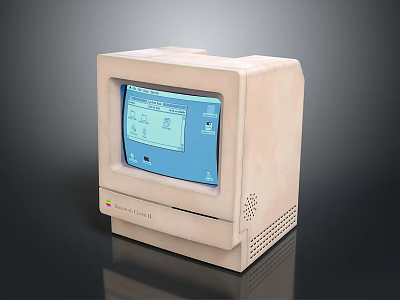 Vintage Apple Macintosh Computer With Classic Beige Case And Screen Interface 3d model