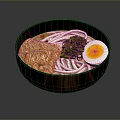 Bowl of Ramen Noodles With Soft Boiled Egg Green Onions And Crispy Toppings