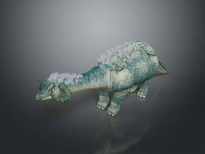 Turquoise Dinosaur Toy Figurine With White Textured Back And Detailed Skin 3d model