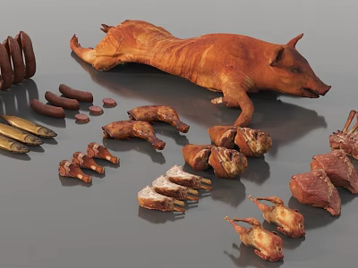 Roast Meat Roast Chicken Sausage Saury Roast Pig Roast Chicken Leg Roast Lamb Leg Spareribs Pork Feet 3d model