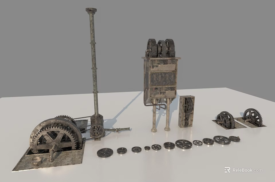 Industrial Equipment Featuring Various Gears Mechanical Parts And Metal Components 3d model 