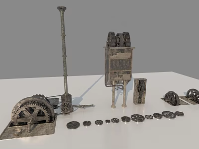 Industrial Equipment Featuring Various Gears Mechanical Parts And Metal Components 3d model