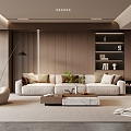 Modern Living Room Italian Leather Sofa Coffee Table Combination Decoration Floor Lamp 3d model