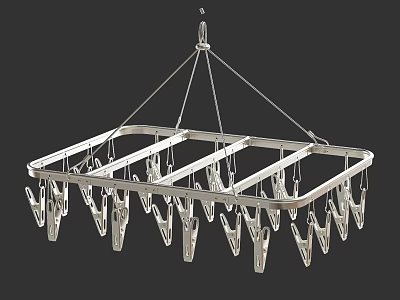 Plastic Clip Hanging Drying Rack with Metal Frame and Multiple Clips for Clothes Drying 3d model