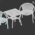 Sunny Outdoor Metal Mesh Table With Woven Rattan Chairs In Garden Patio