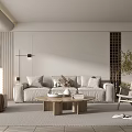 Quiet Living Room Sofa Lazy Sofa Floor Lamp Ornaments 3d model
