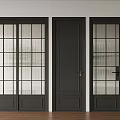 Stylish Modern Black Interior Doors With Glass Panels And Wooden Frames