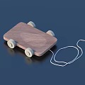 Wooden Pull Toy With Four Wheels And String Handle For Children Play Time